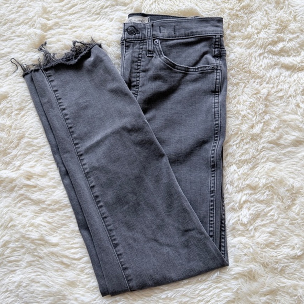 Madewell Stovepipe Tall Gray Frayed Hem Women Jeans